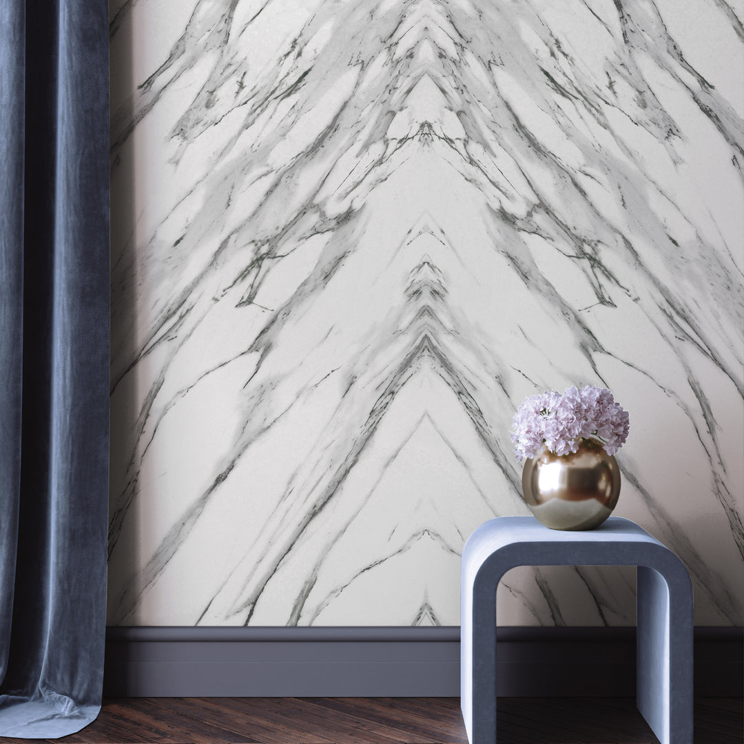 Book-Matched Marble Peel and Stick Wall Mural