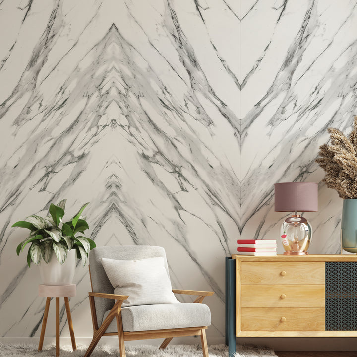 Book-Matched Marble Peel and Stick Wall Mural