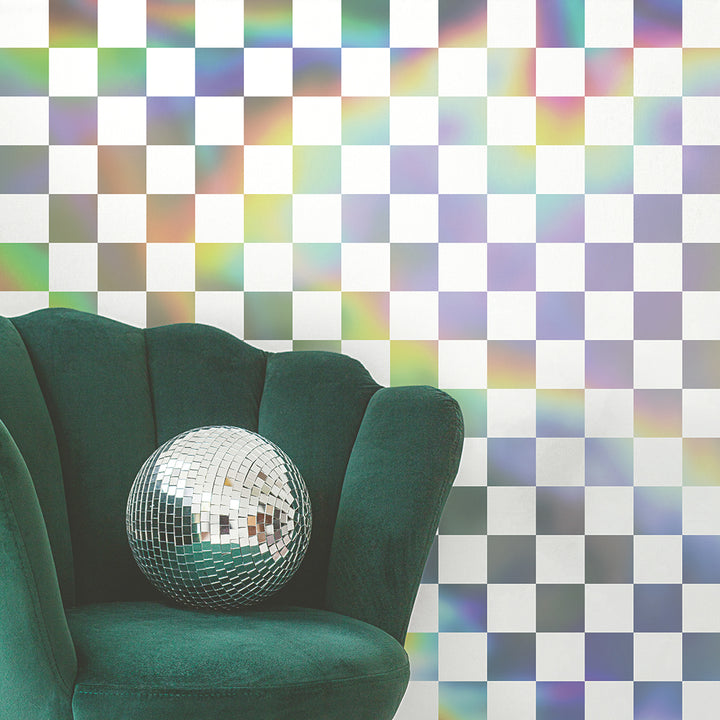 Holographic Checkmate Peel and Stick Wallpaper