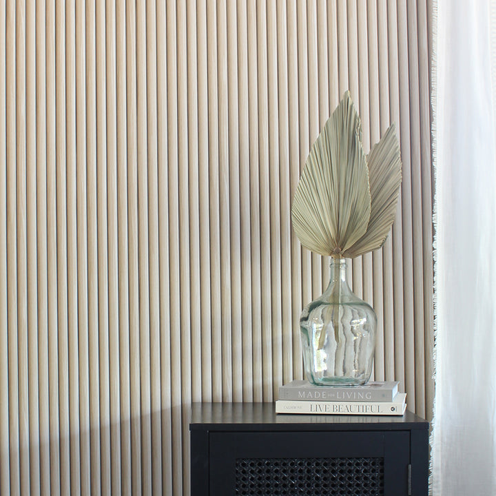 Reeded Wood Peel and Stick Wallpaper