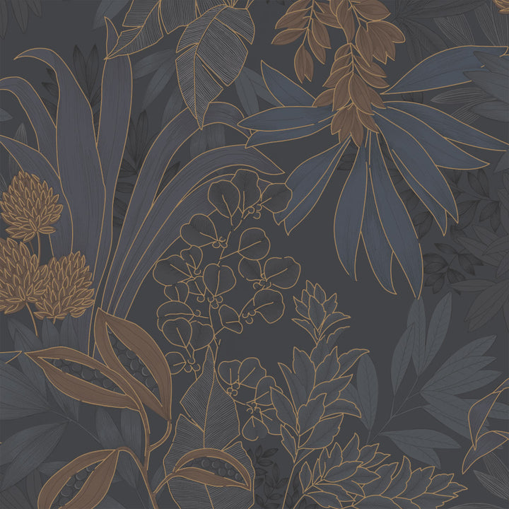 Coniferous Floral Unpasted Wallpaper - A swatch of Coniferous Floral Non-Pasted Wallpaper in twilight | Tempaper#color_twilight