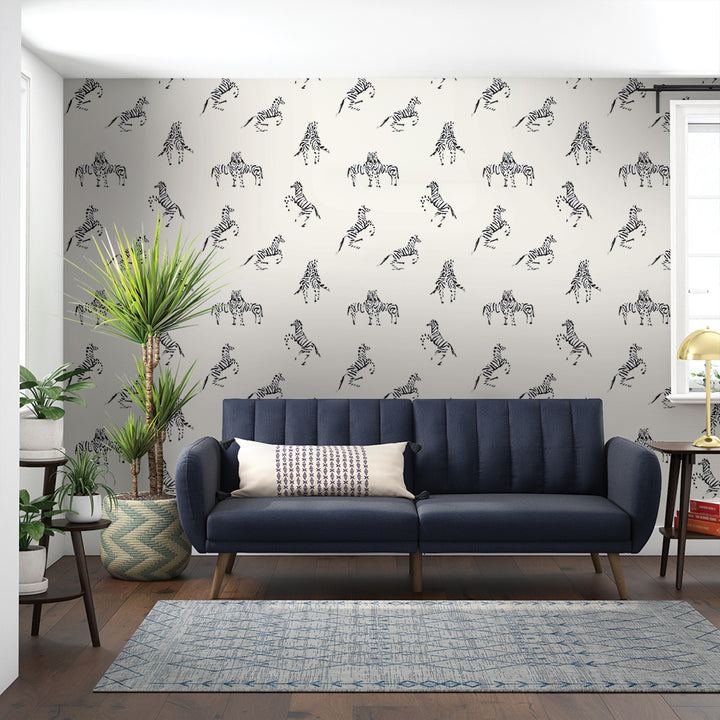 Zebras In Love Peel and Stick Wallpaper By Novogratz