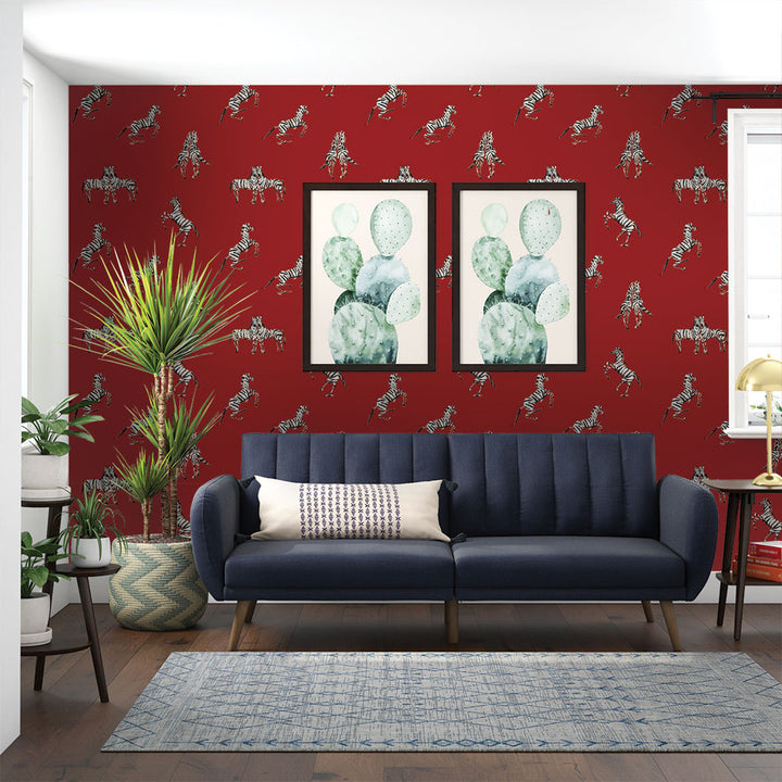 Zebras In Love Peel and Stick Wallpaper By Novogratz