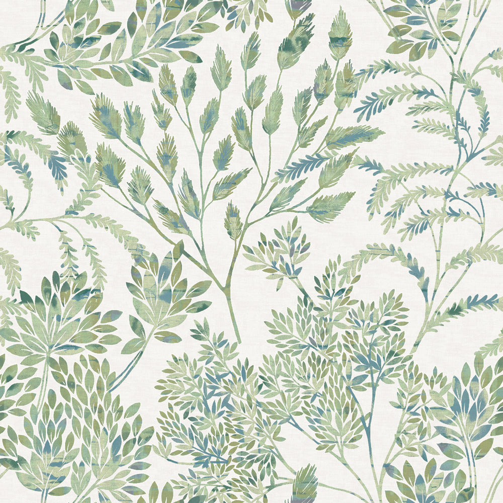 Stencil Foliage Non-Pasted Wallpaper - A swatch of Stencil Foliage Unpasted Wallpaper in eucalyptus | Tempaper#color_eucalyptus