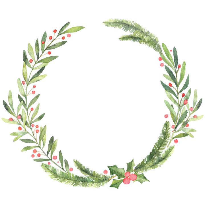 A green wreath from Tempaper's Fa La La La La Wall Decal.