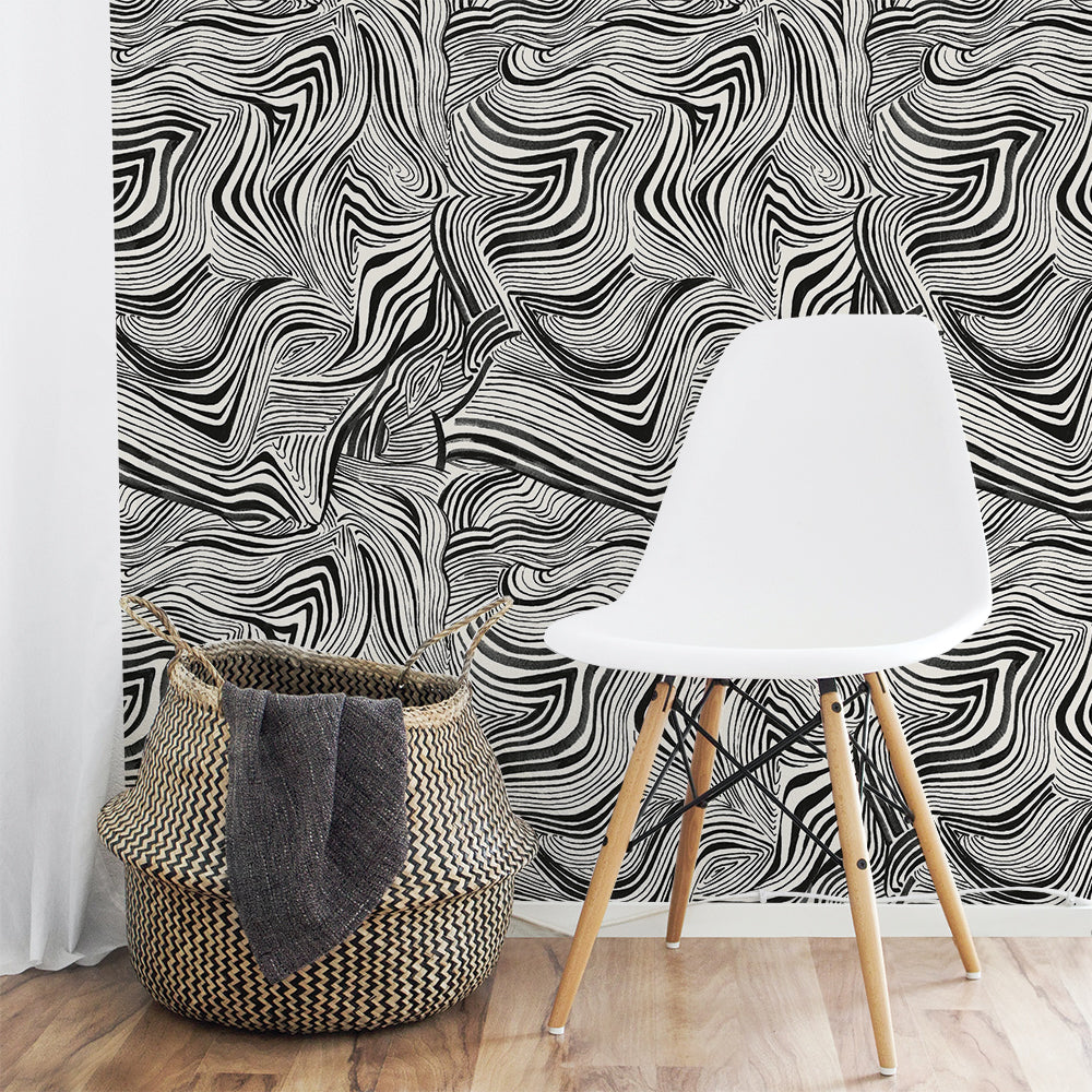 Zebra Marble Peel and Stick Wallpaper By Novogratz