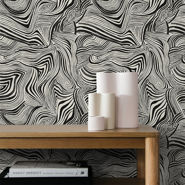 Zebra Marble Peel and Stick Wallpaper By Novogratz