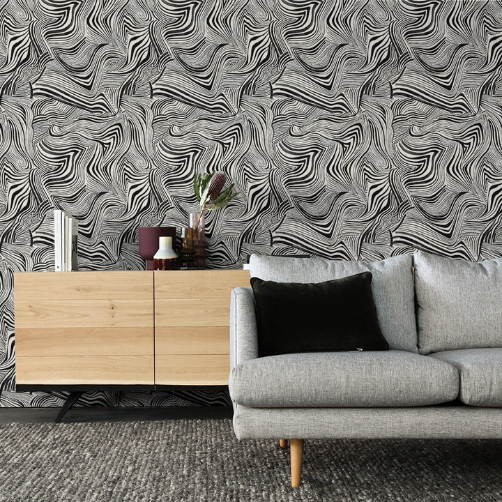 Zebra Marble Peel and Stick Wallpaper By Novogratz