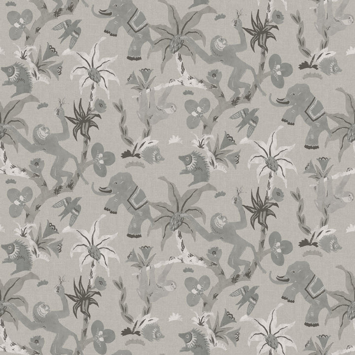 Monkey Business Removable Wallpaper By Novogratz - A swatch of Monkey Business Peel And Stick Wallpaper By Novogratz in forest fog | Tempaper#color_forest-fog