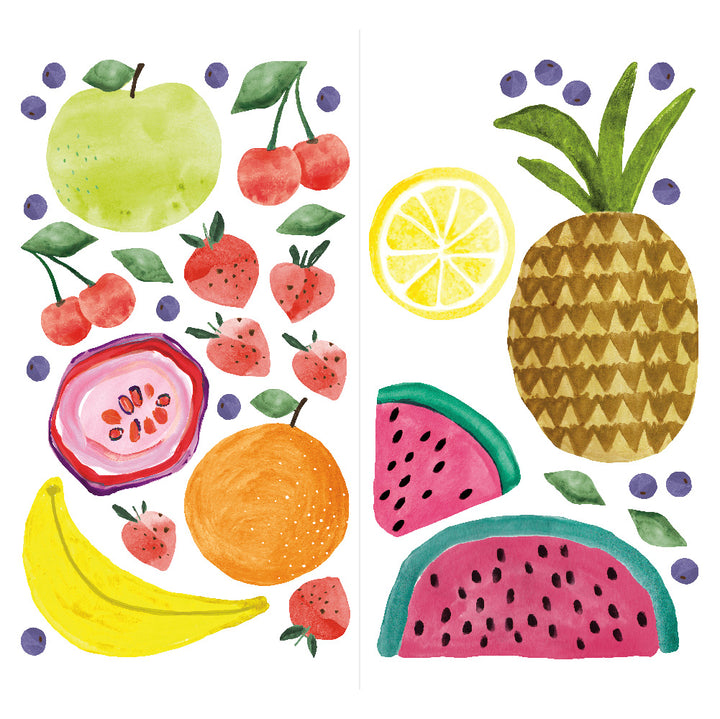 An up close view of Tempaper's Fruit Salad Wall Decals.