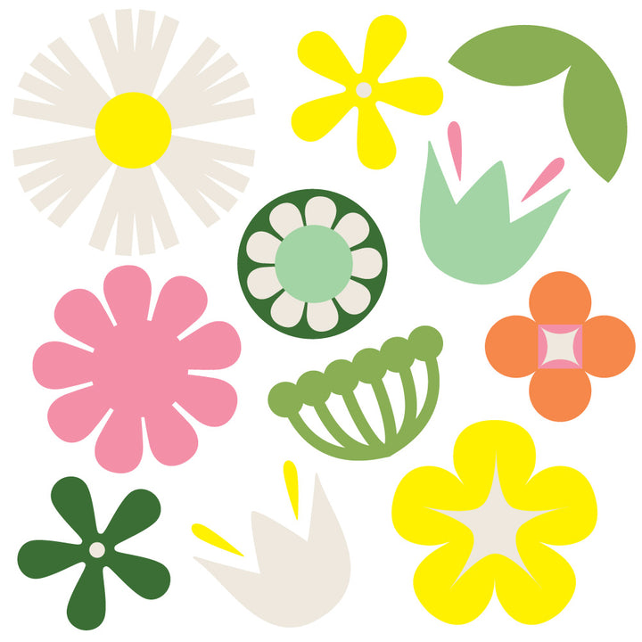 Retro Floral Removable Wall Decals