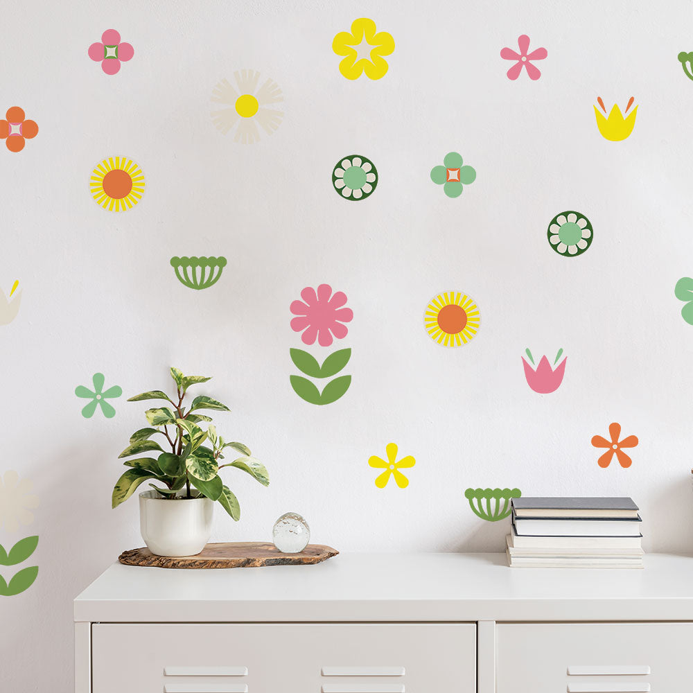 Retro Floral Removable Wall Decals