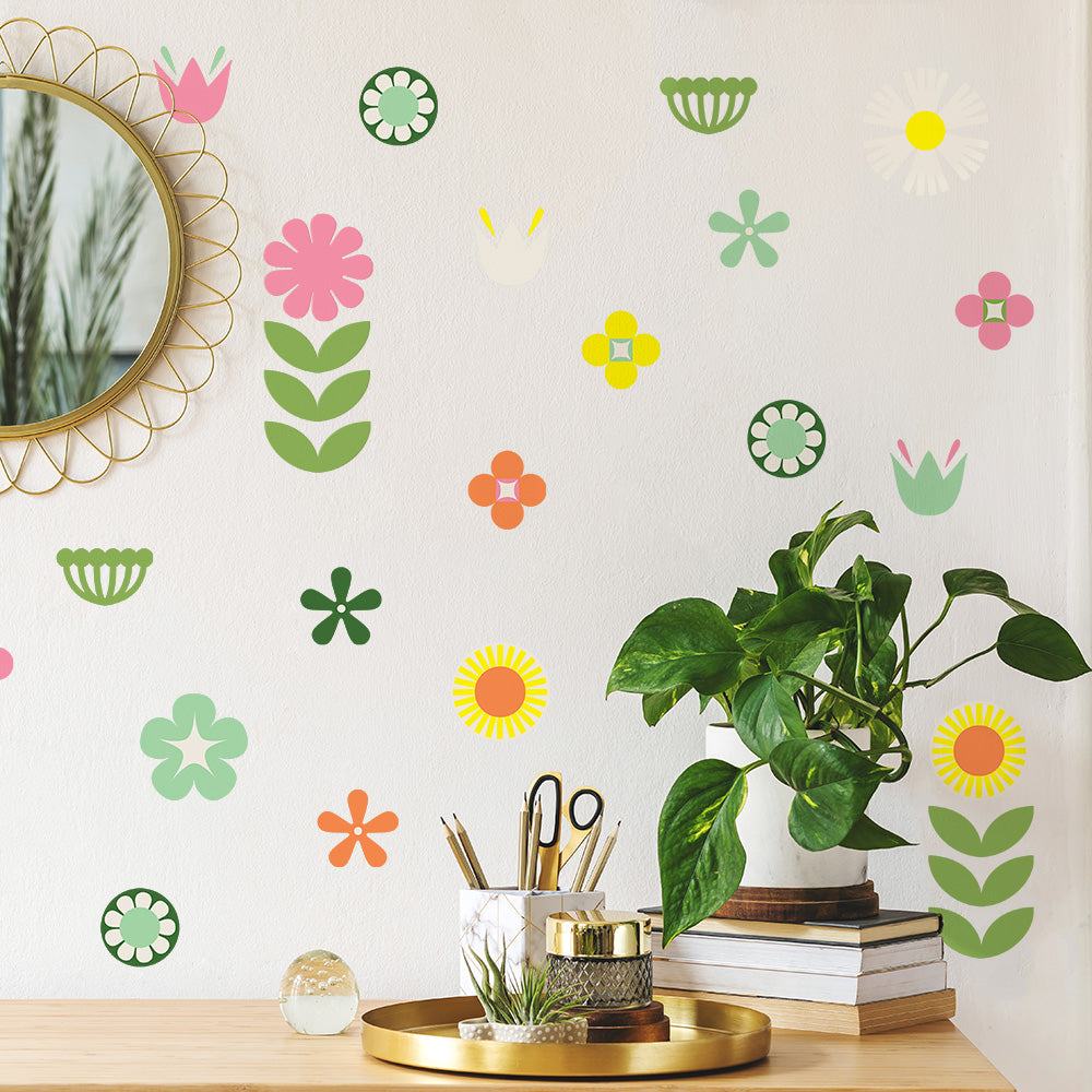 Retro Floral Removable Wall Decals