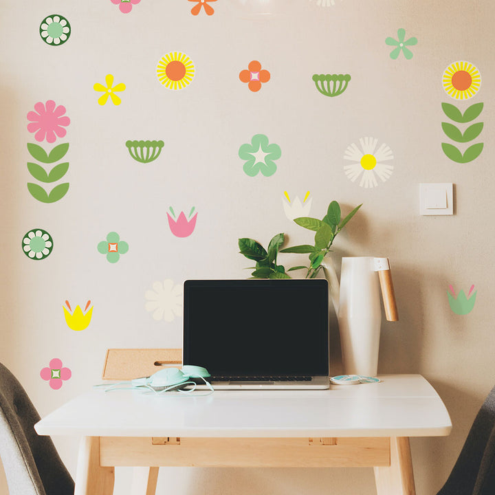 Retro Floral Removable Wall Decals