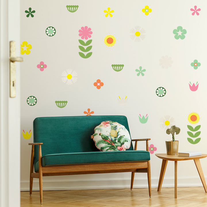 Retro Floral Removable Wall Decals