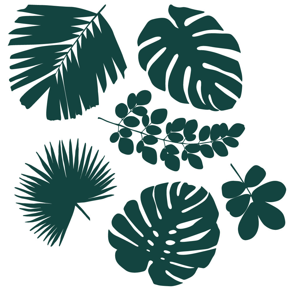 A close up view of Tempaper's Graphic Palm Leaf Wall Decals.