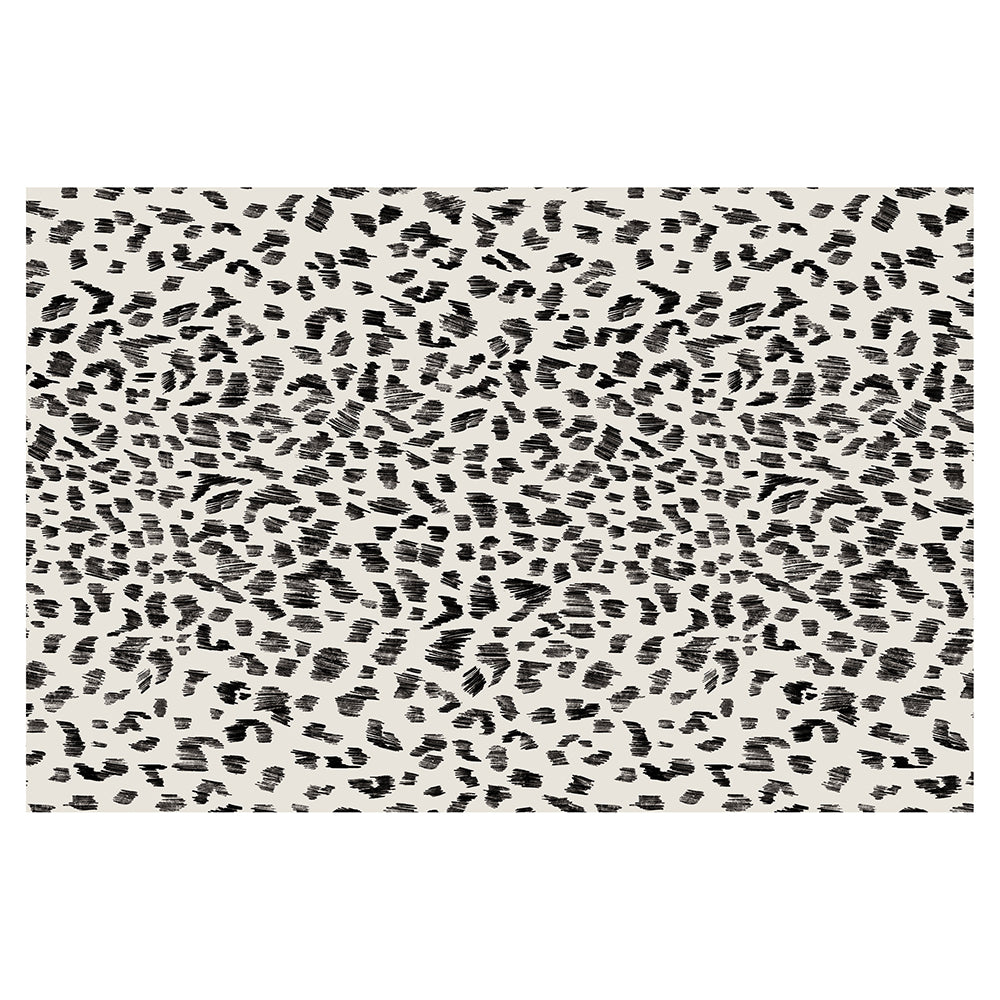 Rectangle Animal Print Vinyl Rug VINYL FLOOR MAT in black and white.