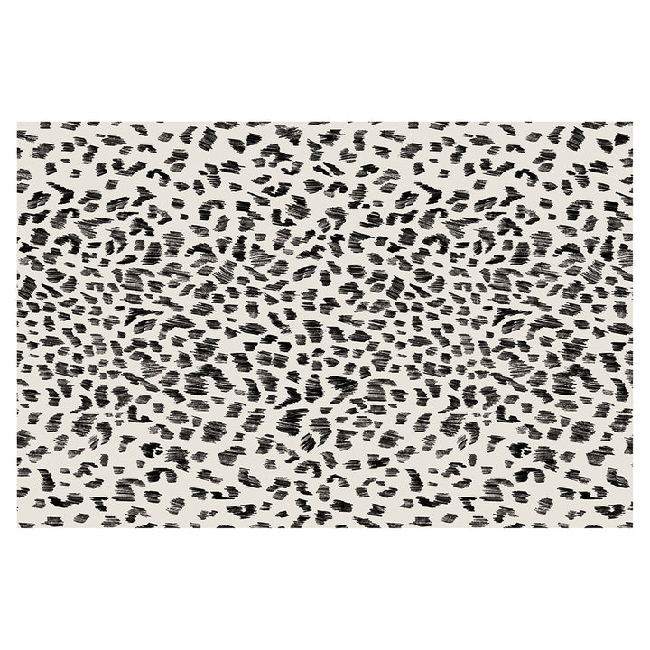 Rectangle Animal Print Vinyl Rug VINYL FLOOR MAT in black and white.